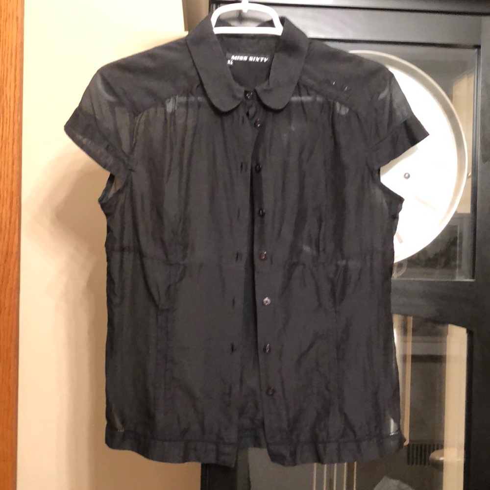 Miss Sixty black button down blouse XL